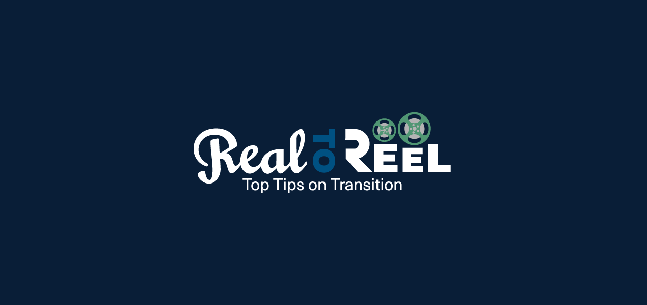 Real to Reel logo on a dark blue background.