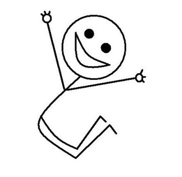 Illustration of a stick figure smiling and jumping