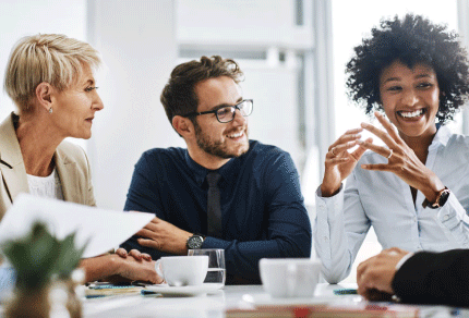 Diverse legal professionals collaborating around a table