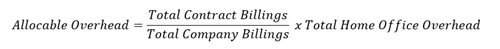 Formula to Determine the allocation of contract billings to overall company billings during the contract period of performance